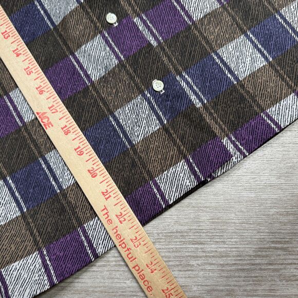 Vintage Women's Russ Petites 80s Button Up Preppy Plaid Purple M Long Sleeve - Picture 7 of 7